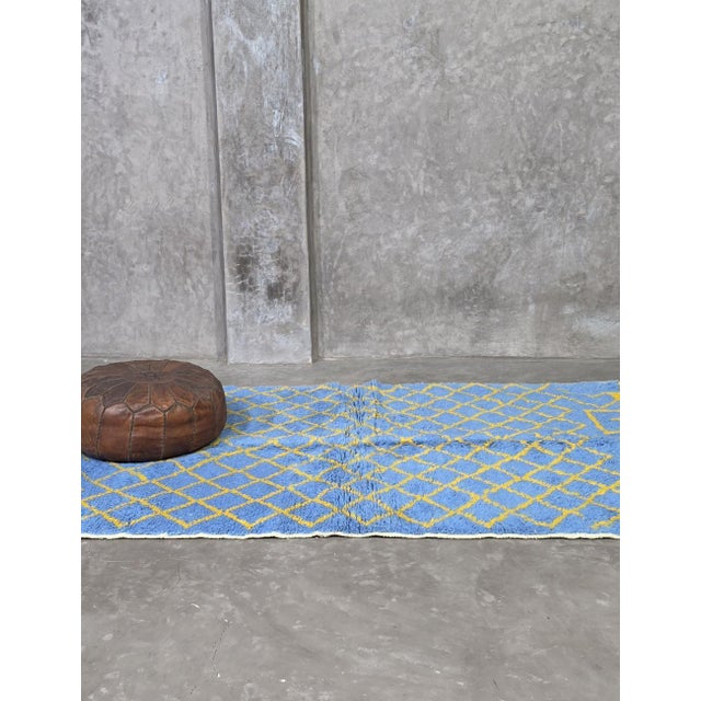 Textile Handmade Blue Moroccan Rug - 8.1 X 4.8 Ft For Sale - Image 7 of 8