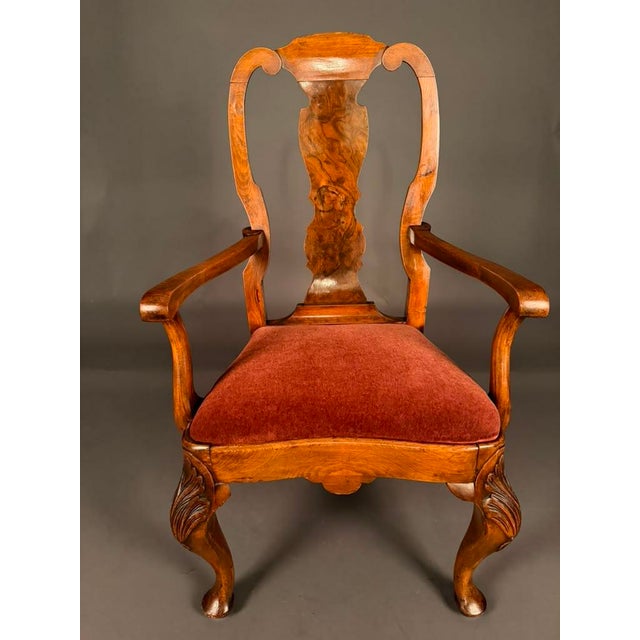 Wood Pair of Late 19th Century English Queen Anne Style Armchairs, C. 1890 For Sale - Image 7 of 12