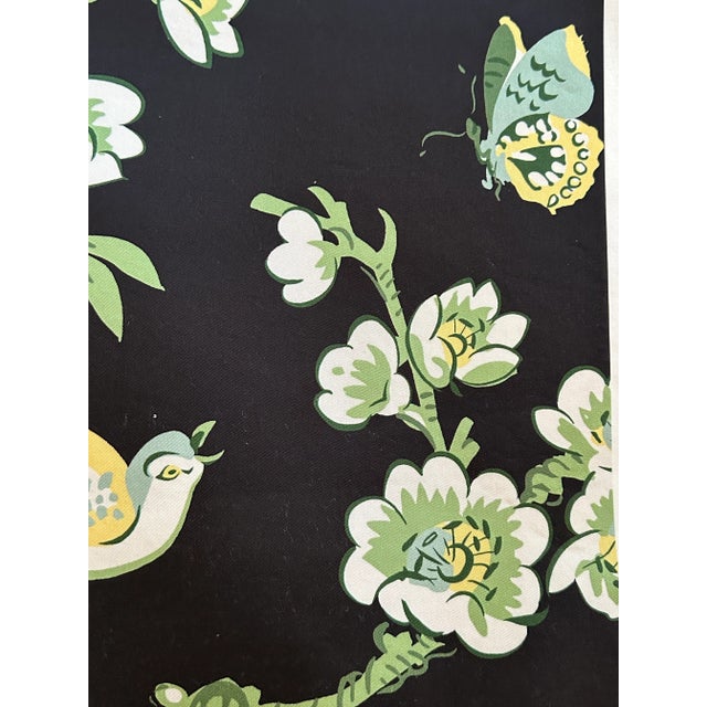Thibaut Thibaut Yukio Black Background - Backed Cotton Sateen Fabric 2 Yards For Sale - Image 4 of 7