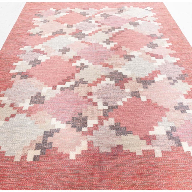 Mid-Century Modern Doris Leslie Blau Vintage Swedish Flat Woven by Ingegerd Silow For Sale - Image 3 of 9