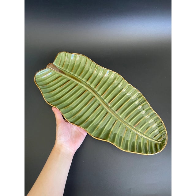 Pottery Barn Banana Leaf Pillar Candle Tray For Sale - Image 9 of 9
