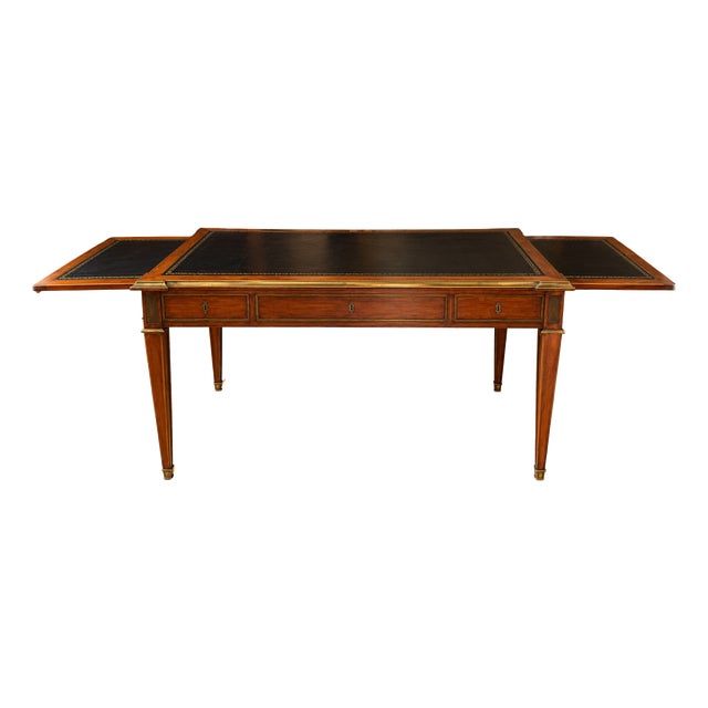 Large Parisian Flat Center Desk with Pull-Out Drawers, 1800s For Sale