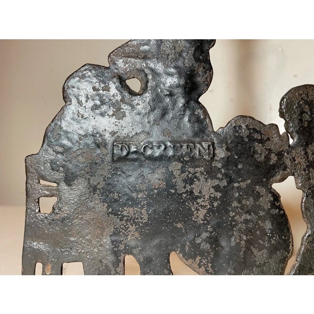 Metal Large Rare Antique Dagreen 19th Century Cast Iron Goose Is Dead Figural Doorstop For Sale - Image 7 of 12