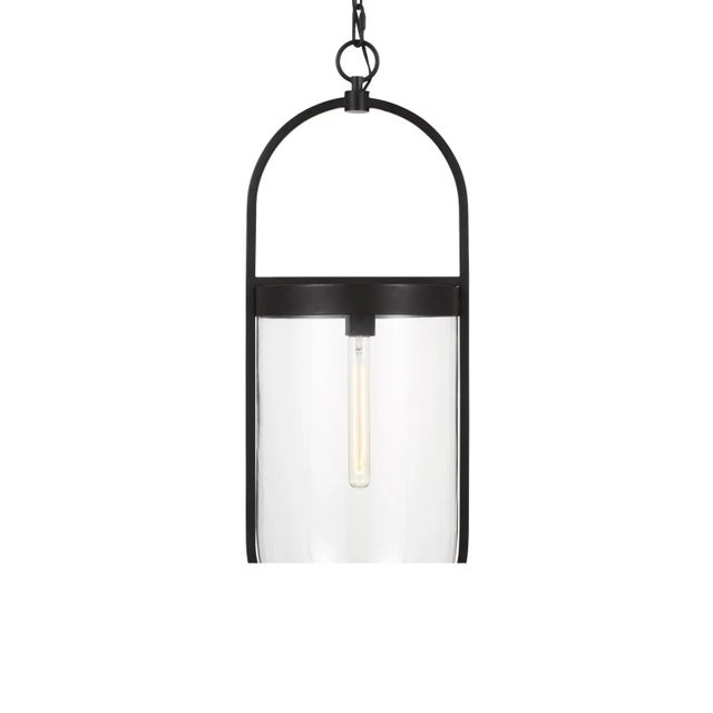 The Blaine one light indoor pendant in aged iron by Chapman & Myers is a simple modern interpretation of a classic glass...