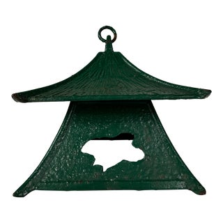 Japanese Vintage Cast Iron Green Lantern For Sale