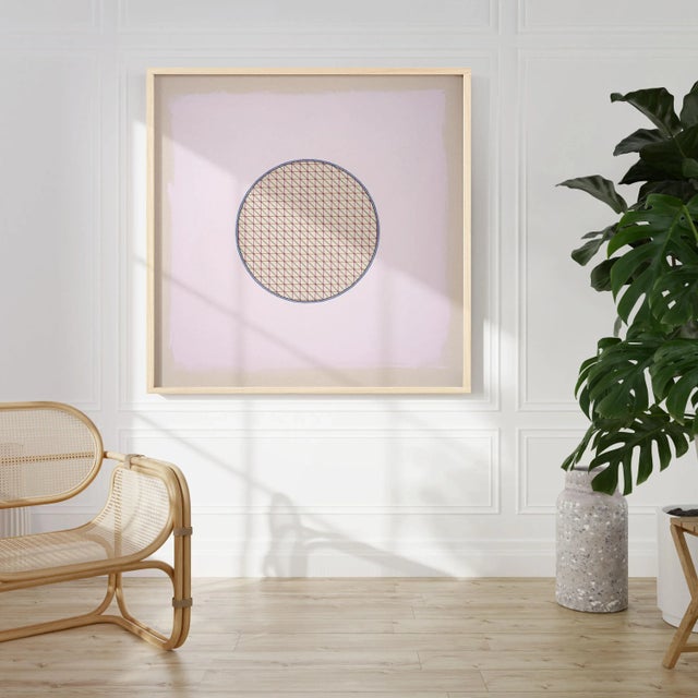 Pastel Lavender-Pink Abstract Minimal Circle Art Print by Emily Keating Snyder | 30 X 30 Print in Wood Frame For Sale - Image 4 of 4