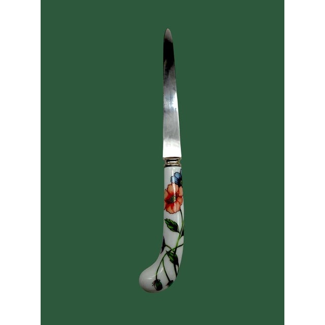 English Late 20th Century Prill Sheffield England Floral Porcelain Magnifying Glass Letter Opener Set For Sale - Image 3 of 8