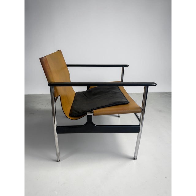 1960s Pair Charles Pollock 657 Sling Chairs, Knoll Associates 1960s, Original Labels For Sale - Image 5 of 9