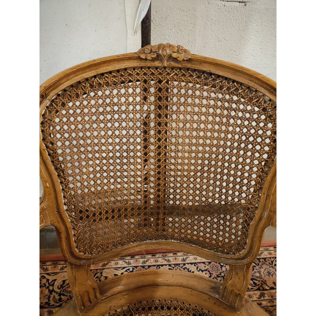 Late 19th Century Pair of 19th Century French Louis XVI Bergère Armchairs With Cane Seats and Backs For Sale - Image 5 of 10