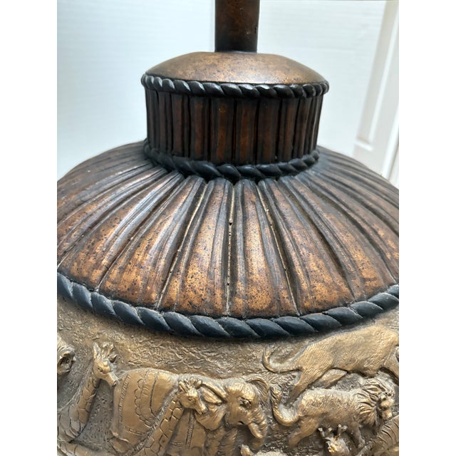 Ceramic Midcentury Wild Animal Large Safari Frieze Pottery Lamp For Sale - Image 7 of 7