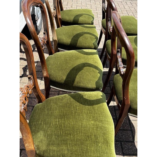 Wood Mahogany Balloon Back Dining Chairs, Set of 8 For Sale - Image 7 of 10