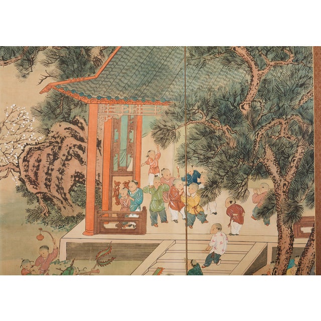 Wood Kano School Four Panel Screen One Hundred Boys For Sale - Image 7 of 18