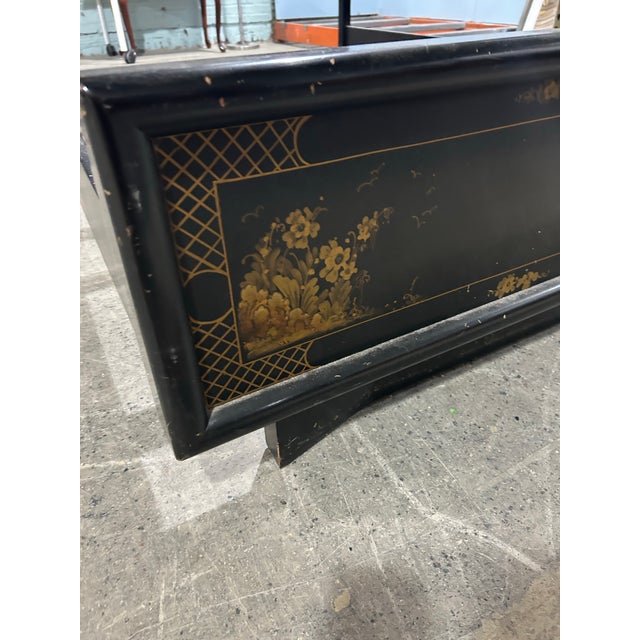 Black Vintage Mid-Century Full Size Black Lacquered Bed For Sale - Image 8 of 12