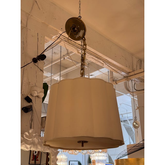 Traditional Barbara Barry for Visual Comfort Scallop Pendant, Large For Sale - Image 3 of 12