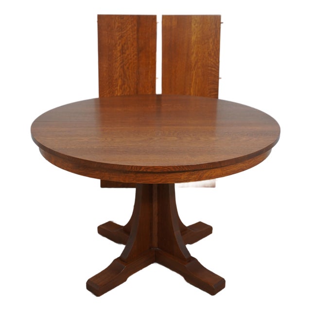 Stickley Mission Oak Split Pedestal Dining Table For Sale