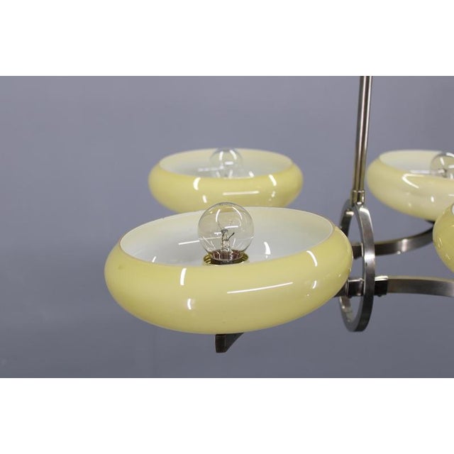 1930s Art Deco Nickel Chandelier with Champagne Glass, 1930s For Sale - Image 5 of 11