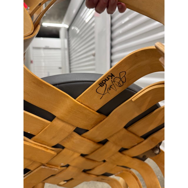 Beige Frank Gehry Two Cross Check Chairs and Face Off Table For Sale - Image 8 of 12