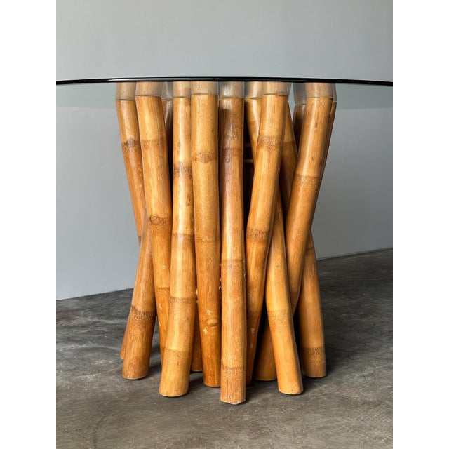 Vintage Bundled Bamboo Glass-Top Dining Table, Attributed to Budji Layug For Sale - Image 16 of 17