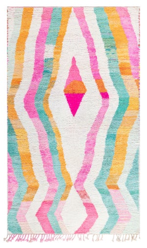 Geometric Modern Tribal Waves Soft White Rug "Blush Dune" by Doris Leslie Blau