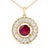 Contemporary 14K Yellow Gold Plated Sterling Silver Lab Grown Ruby and Diamond Medallion Pendant Necklace For Sale - Image 3 of 4