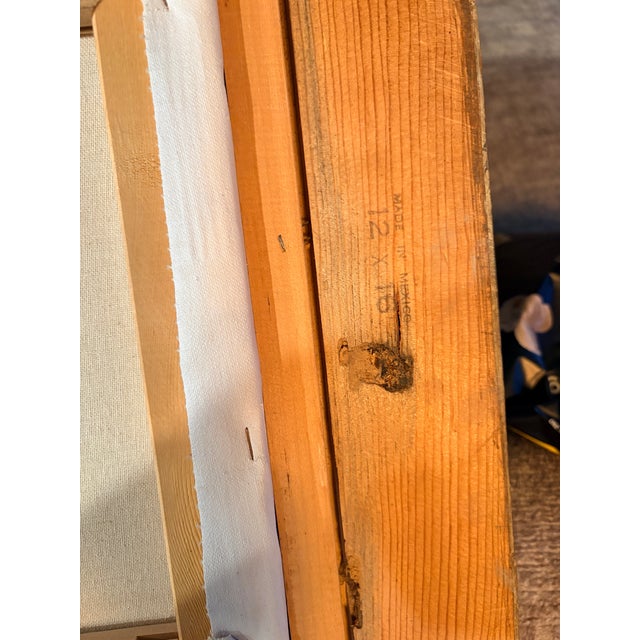 Wood 1970s Mid-Century Modern Alan Simpson Original Oil Painting in Mexico Wood Frame For Sale - Image 7 of 10