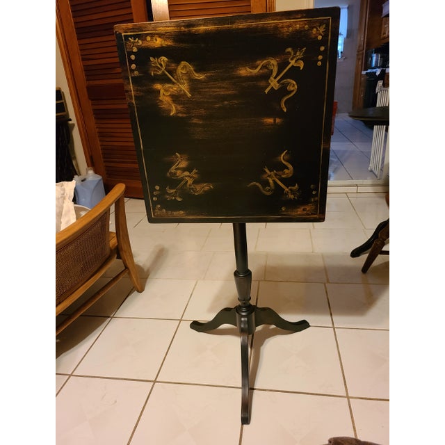 Antique Square Tilt Top Pedestal Table For Sale - Image 10 of 10