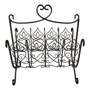 Late 20th-Century Iron & Steel Marrakech Trellis-Inspired Design Distressed Media Rack