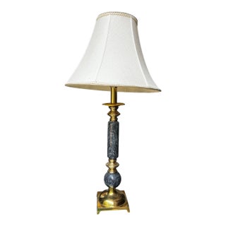Vintage Gold and Black Stone Table Lamp For Sale
