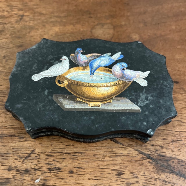 Grand Tour Italian Grand Tour Style Micromosaic Paper Weight With Doves of Pliny For Sale - Image 3 of 5