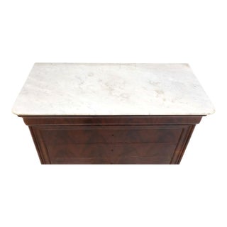 Mid 19th Century French Louis Philippe Marble Top Flame Commode For Sale