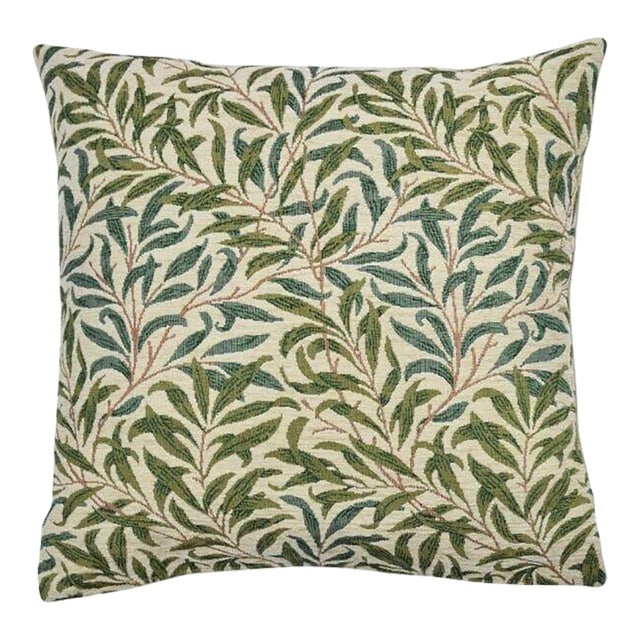 Willow Bough Green Tapestry Cushion With Feather Filler - 46x46cm (18"x18") For Sale
