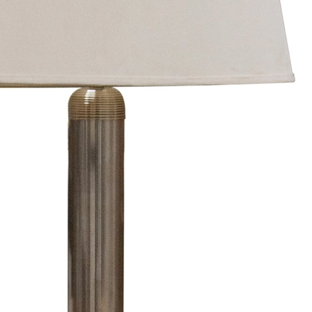 Italian chromed floor lamp with white shade. Up to 250V (Europe/UK Standard).The wiring of this item may be original and...