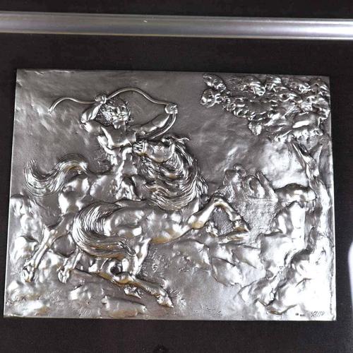 Item : discover this extraordinary bas-relief in 925 silver, created by the italian artist aligi sassu. Measuring 220 mm...