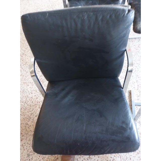Chairs in Steel and Black Leather, 1970s, Set of 4 For Sale - Image 3 of 11
