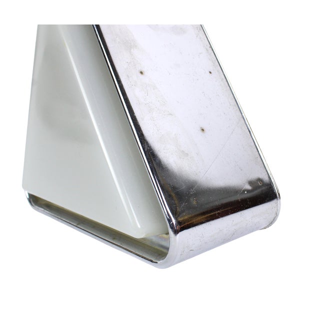 Vintage Mid-Century Modern Triangular Chrome and Glass Table Lamp For Sale - Image 10 of 11