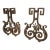 Pair of Decorative French 1940s Wrought Iron and Tole Fireplace Chenets For Sale