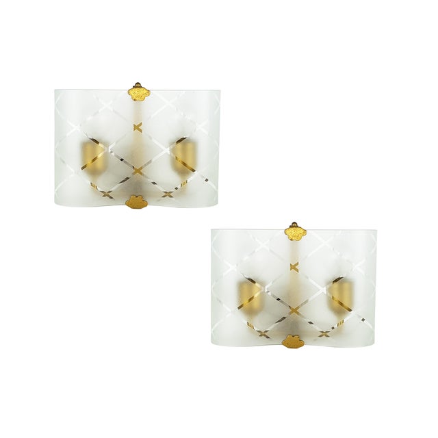 Small Bent Glass and Brass Sconces by Pietro Chiesa, 1920s, Set of 2 For Sale - Image 11 of 11
