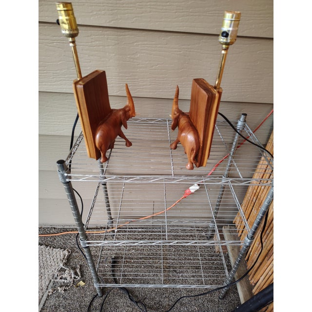 Pair of Vintage African Hardwood Table Lamps For Sale - Image 4 of 8