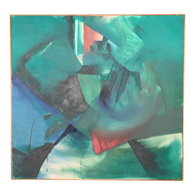 1960s American School Modern Expressionist Oil Painting on Canvas For Sale