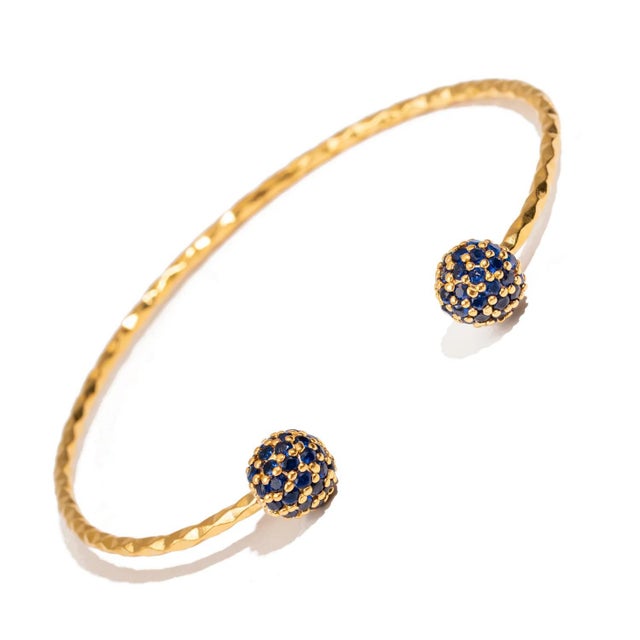 Early 21st Century Sapphire Grace Adjustable Gold Cuff Bracelet For Sale - Image 5 of 8