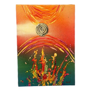 Aldo Damioli, Abstract Astronomy Material Composition, 1960s, Oil on Canvas For Sale