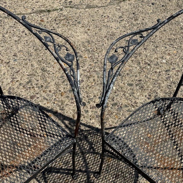 Mid 20th Century Salterini Style Wrought Iron Garden Patio Arm Chairs by Florentine Craft Studio For Sale - Image 10 of 13