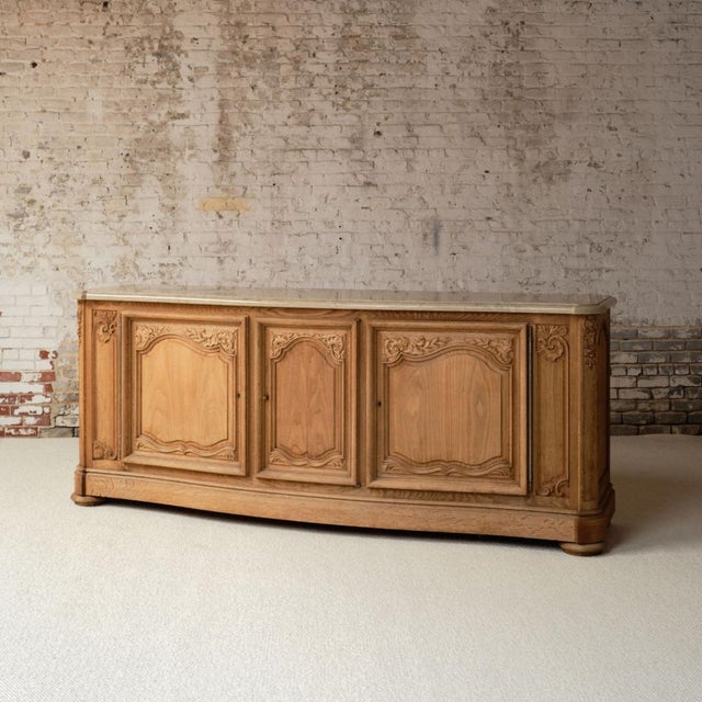 French 1940s French Oak Sideboard With Marble Top by Christian Krass For Sale - Image 3 of 12