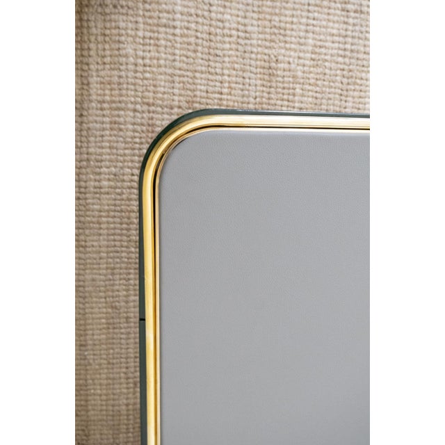 Green Lacquered Console Table with Leather Top and Brass Details, 1970s For Sale - Image 4 of 8