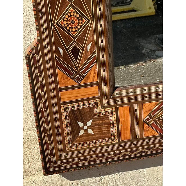 Mid 20th Century Vintage Boho Inlay Mirror For Sale - Image 5 of 7