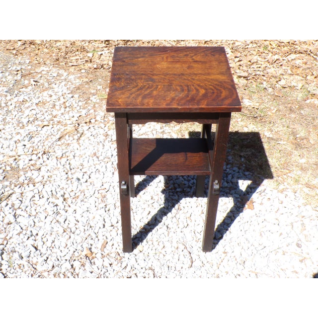 Vintage Mission Oak Arts & Crafts Side Table Plant Stand End Table For Sale - Image 9 of 15