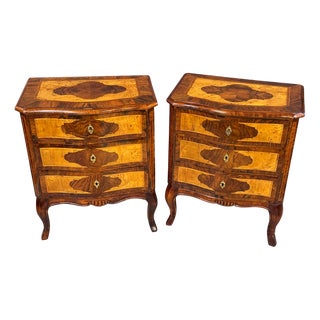 Antique Neo-Baroque Bedside Tables with Inlays, 1910s, Set of 2 For Sale