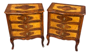 Antique Neo-Baroque Bedside Tables with Inlays, 1910s, Set of 2