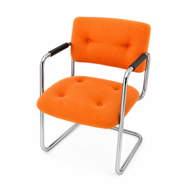 Steelcase Steelcase Cantilever Chrome Chairs - Pair For Sale - Image 4 of 5