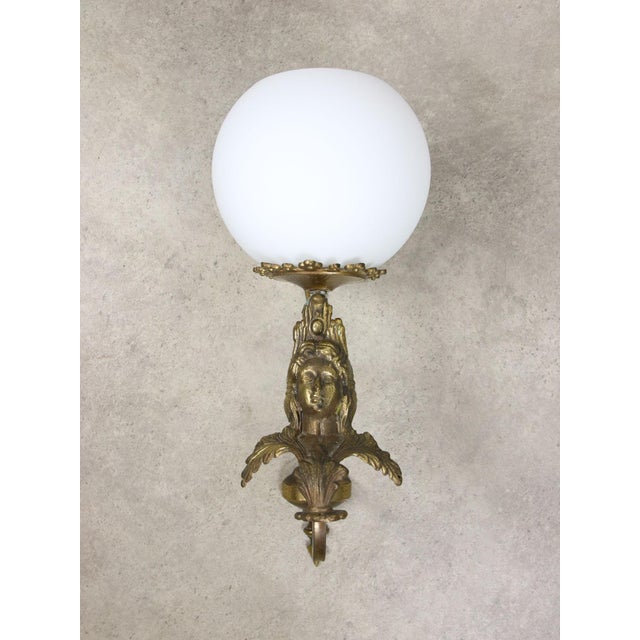 Italian Figural Brass Wall Lamp, Set of 2 For Sale - Image 5 of 15